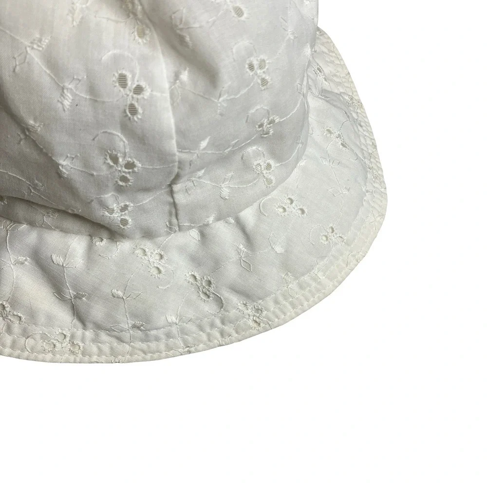 Vintage White Eyelet Embroidered Sun Hat Union Made USA Cottagecore Prairie